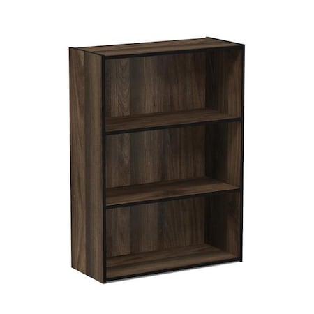 Furinno Furinno 11208CWN Pasir 3 Tier Open Shelf - Columbia Walnut & Black 11208CWN